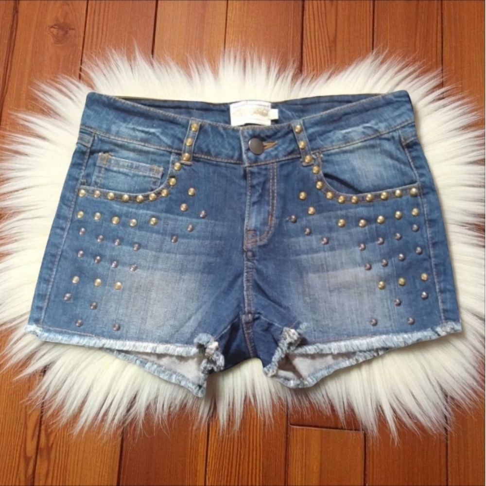 Y2K  Ci Sono  Frayed Hem Denim Shorts with Studded Embellishments Size S